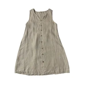 Terzo Millennio Linen Button Front Dress M Made in Italy Coastal thumbnail 4