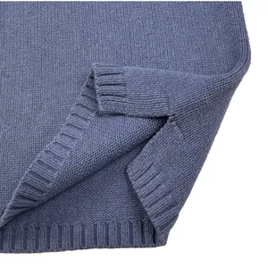 Lands' End Womens Small Faded Blank‎ Cotton Knit Sweater Blue Classic thumbnail 2