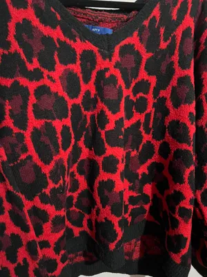 APT 9 Red Leopard Print Sweater thumbnail 3