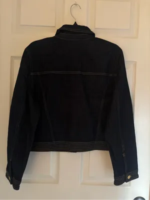 Chico's Denim Jean Jacket with Contrast Stitching Size: L thumbnail 2