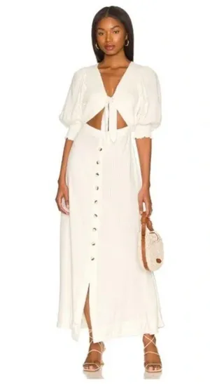 FREE PEOPLE String of Hearts Cutout Maxi Dress in White Size X-Small thumbnail 13