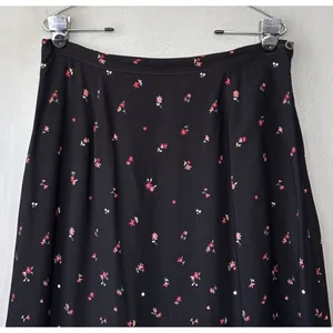 Vintage Ditzy Floral Skirt Size 14 Black Dark Romantic Church Modest Grunge Cute thumbnail 2