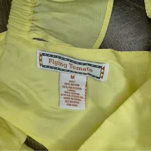 Flying Tomato Yellow Ruffle Sleeve Open Tie Back Peplum Blouse Top thumbnail 3