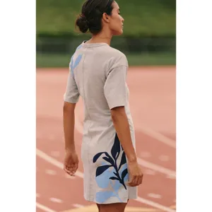 NWT Daily Practice Anthropologie 74 Mini Shirt Dress‎ Medium Grey Ruched Graphic thumbnail 7