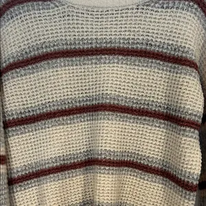 Striped Knit Sweater in Cream and Brown thumbnail 3
