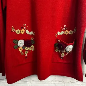 Vintage Y2k Grannycore red wool knit sweater Autumn Creations Large thumbnail 6