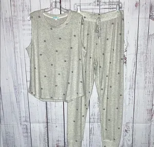 Star + Skye NWT Size 1X Gray Star Print 2 Pc. Pajama Set - Tank & Jogger Pants thumbnail 1