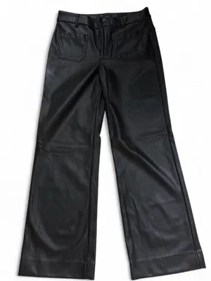 J. Crew Black Faux Leather Wide-Leg Pants thumbnail 1
