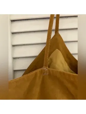 Michelle Mason Suede Twist Crop Top in Mustard Size 0 thumbnail 4