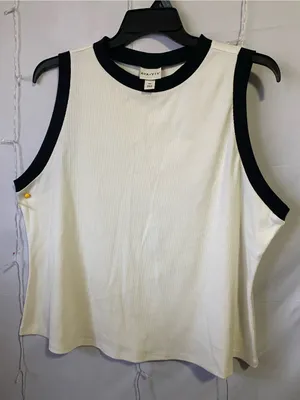 Ava & Viv White Tank Top with Black Contrast Trim thumbnail 1