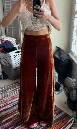 Free people NWT Say La Vie Velvet Flare Bell Wide Leg Flare Pants thumbnail 2