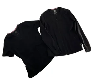 Vince Camuto Womens Black Scrub Jacket & Top Set XS Polyester/Spandex Blend thumbnail 1