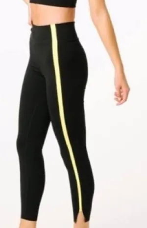 Zyia Active Black Neon Yellow Tape 7/8 Ankle‎ Leggings thumbnail 1