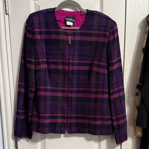 Vintage‎ Positive Attitude Purple Pink Plaid Blazer Jacket Y2K Academia Preppy thumbnail 2