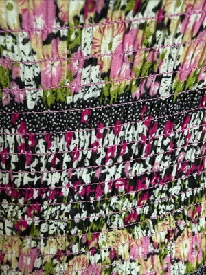 Boho Cottagecore Smocked Cotton Floral Y2K Handkerchief Hem Strapless Dress S thumbnail 7