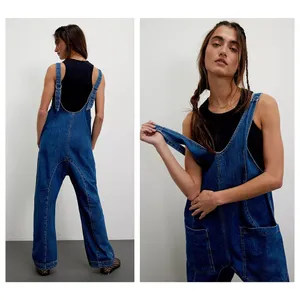 Free People High Roller Denim Jumpsuit Size XS thumbnail 4