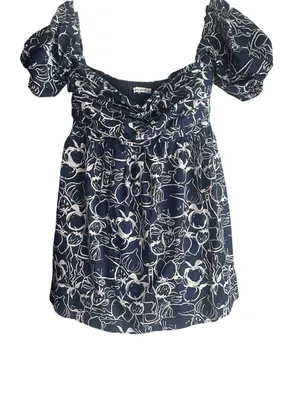 Abercrombie & Fitch Emerson Off-The-Shoulder Skort Navy Pattern thumbnail 4