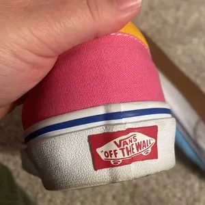Vans color block tennis shoes canvas in blue and orange thumbnail 8