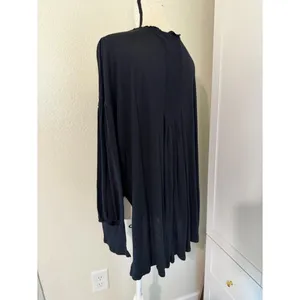 Free People We The Free Black Tassel Tie V-Neck Linen Blend‎ Top Size M thumbnail 4