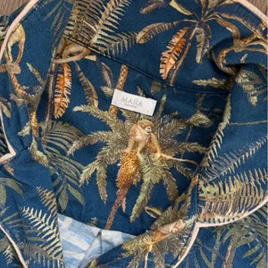 Mara Intimite Navy Tropics Tree Pajamas‎ Set Summer Resort Made in Peru thumbnail 4