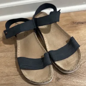 Inblu | Women's Navy Blue Leather Ankle Strap Navy Platform Sandals, Size 40 thumbnail 1