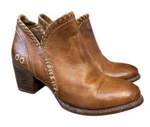 Bed‎ Stu Cobbler Carla Brown Leather Booties Womens 6.5 Ankle Boots Side Zipper thumbnail 1