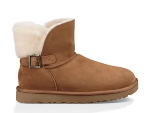 KAREL Chestnut Short Mini Women’s Sheepskin Suede Leather Boots thumbnail 1
