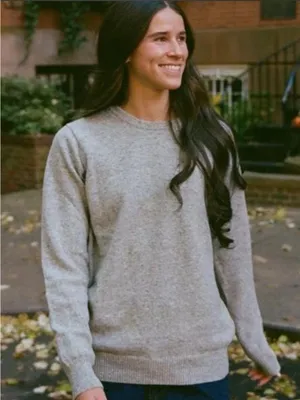 Wool Crewneck Women's Sweater in Light Gray thumbnail 1