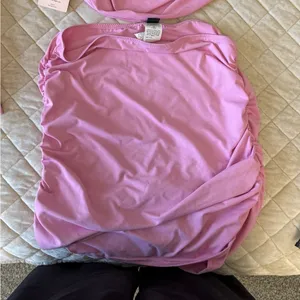 Shein Pink One-Shoulder Ruched Two Piece thumbnail 5