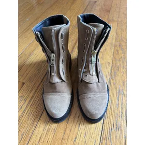 All Saints Ariel Brown Suede Zip Up Combat Boots Size 37 thumbnail 13
