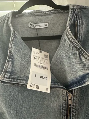 Zara Denim Moto Zip Up Cropped Jacket  thumbnail 7