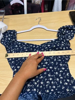 Hollister Navy Floral Puff-Sleeve‎ Midi Dress with Side Slit thumbnail 13