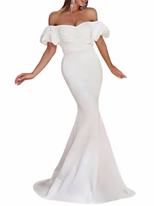 Boutique White Off-The-Shoulder Prom/Formal Dress Maxi thumbnail 1