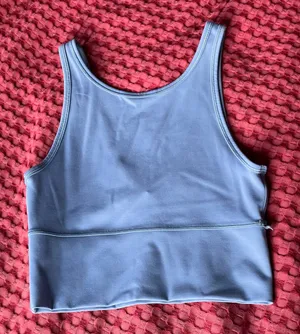 Lululemon Reversible Blue Cropped Tank Top Crew or V-Neck Approx M Yoga Gym thumbnail 1