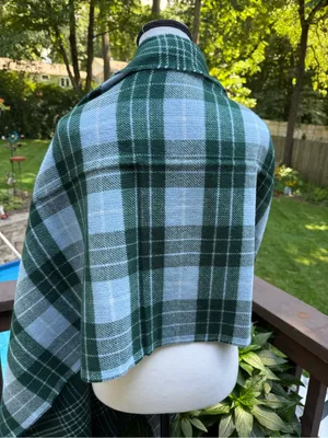 J.CREW Women's Green Gray Plaid Fringe Knit Acrylic Wrap Scarf thumbnail 6