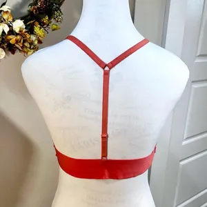 NWT Intimately Free People June T-Strap Back Eyelet Bralette Coral Sz M 💛 thumbnail 4