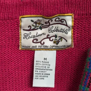 VTG Heirloom Collectibles Red Christmas Dog Applique Cardigan Sweater Size M thumbnail 6