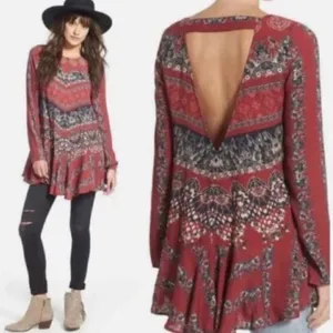 Free People Smooth Talker Tunic Mini Dress Women Floral Boho Chic Cottagecore thumbnail 2