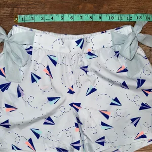 aerie Light Blue Paper Plane Tie-Waist Skort with Navy & Coral Accents thumbnail 5
