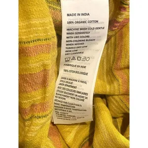 NWT prAna Smocked Sleeveless Tie Little Palm Stripe Cami Crop Top Medium Yellow thumbnail 7