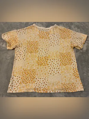 Women’s American Eagle Short Sleeve White & Yellow Floral Patchwork Tee Size S thumbnail 6