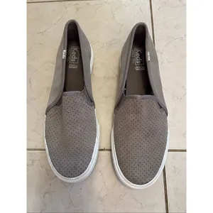 Keds Taupe Double Decker Perforated Suede Slip On Sneaker Women's Size 8 thumbnail 3