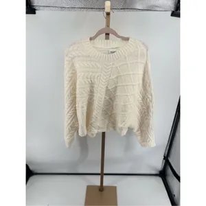 Abercrombie & Fitch Cable Knit Crewneck Sweater S/M Cream Chunky Knit thumbnail 9