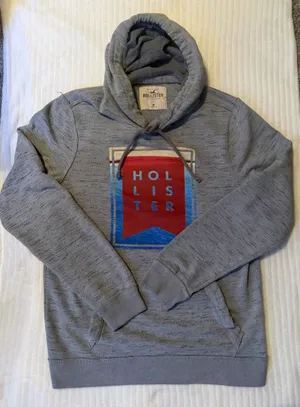 Hollister Grey Graphic Hoodie Size M Unisex Spell Out Logo thumbnail 1