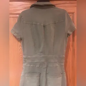 Urban Outfitters Emma Stretch Denim Flared Jumpsuit in Olive Green Size Small thumbnail 14