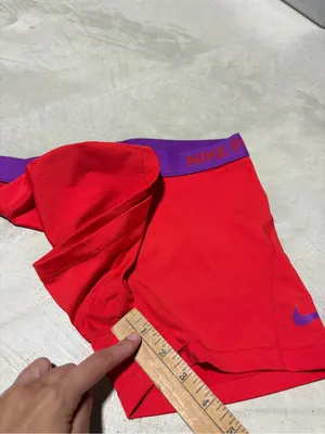 Nike pro Red Performance Shorts with Purple Waistband medium thumbnail 6