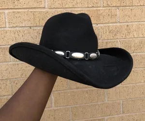 Scala 100% Wool Felt Unisex Cowboy Cowgirl Hat Western Cap Black Silver Tone Buckle One Size thumbnail 1