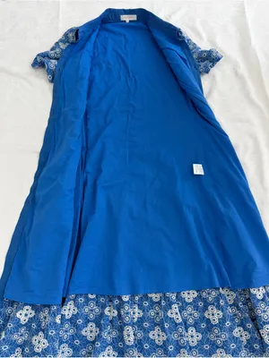 Solitaire Blue Embroidered Button Front Midi Dress M thumbnail 6