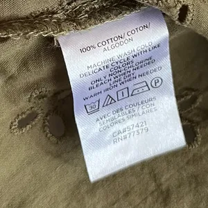 Ann Taylor‎ Olive Eyelet Peplum Ruffle-Sleeve Top thumbnail 6