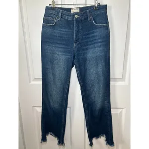 We The Free Maggie Jeans‎ Mid Rise Straight Leg Frayed Hem Dark Wash 25 thumbnail 2